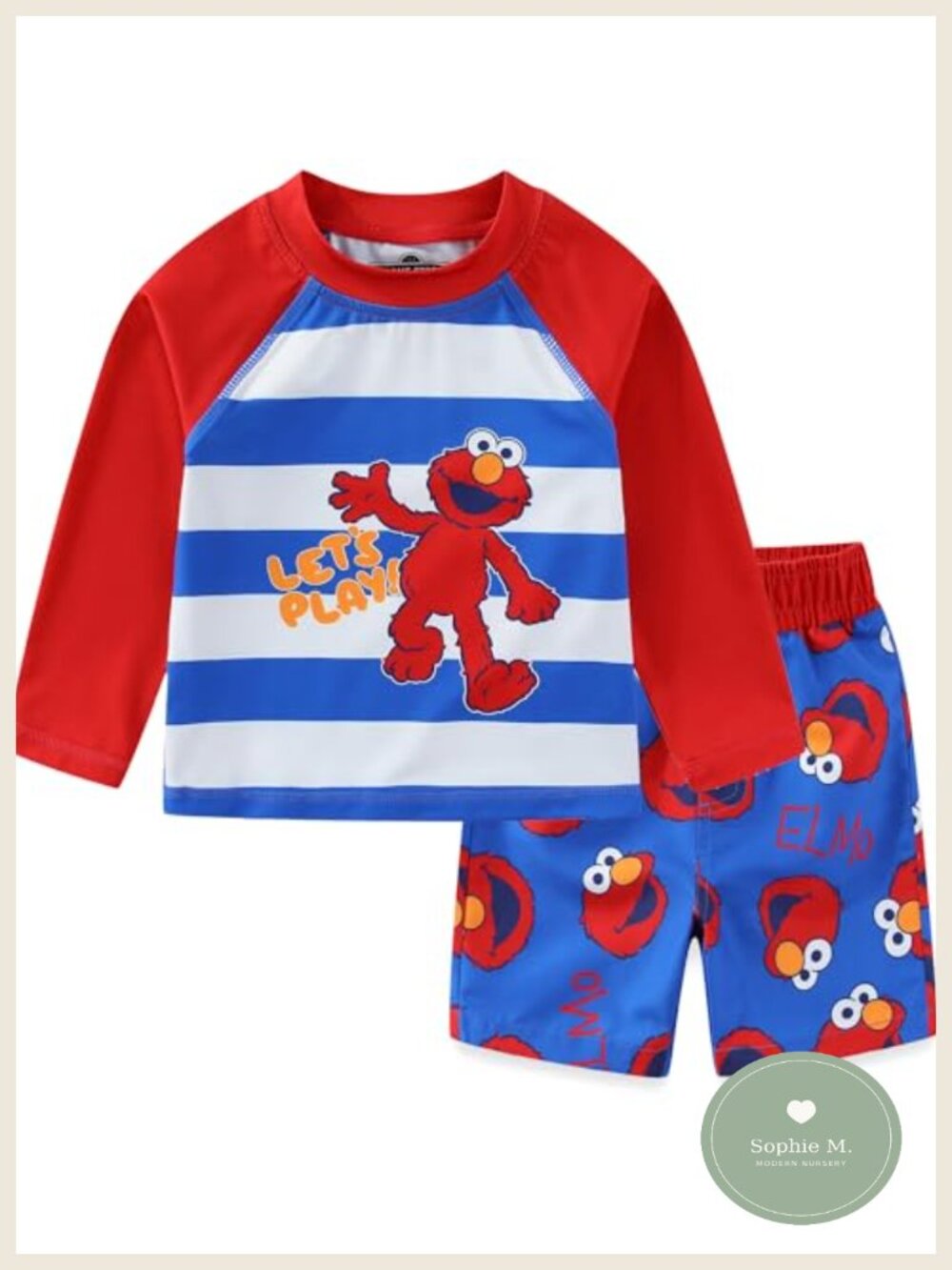Baby Boys UPF 50 Rash Guard and Swim Trunks Set Long Sleeve Polyester